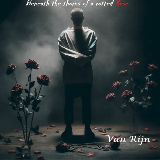 Beneath the Thorns of a Rotted Rose cover: a figure in a straitjacket stands in fog among dying roses.